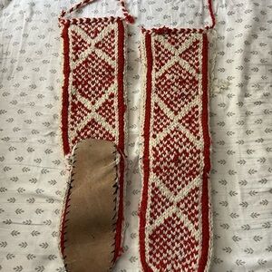 Handcrafted Red and White Women's Slippers